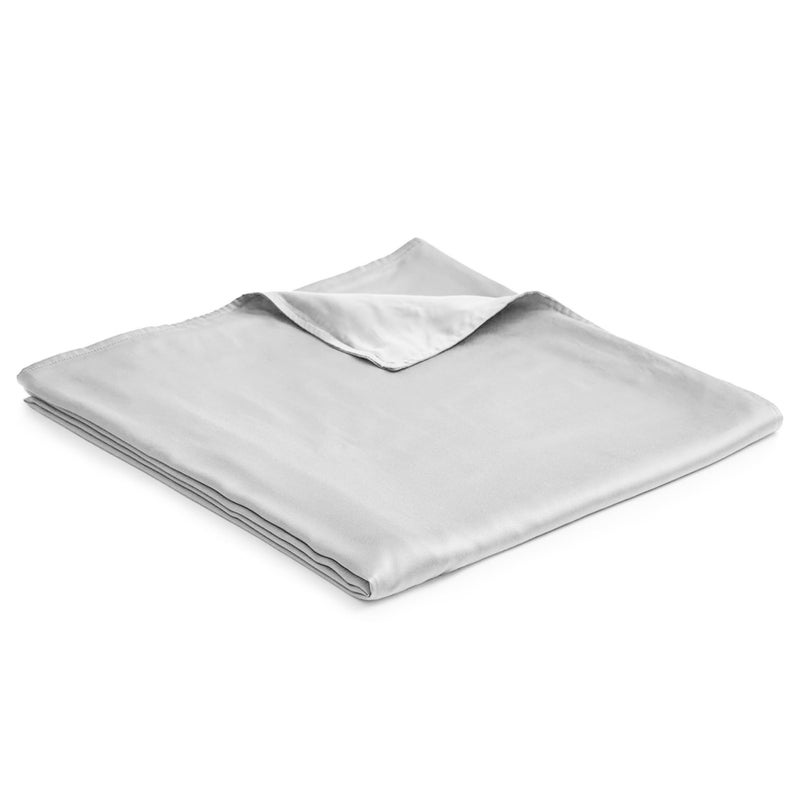 YnM Cooling Duvet Cover for Weighted Blankets with 8 Strings (Light Grey, 80"x87") - Image 1